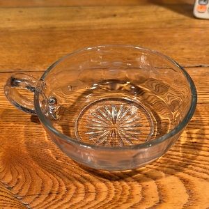 Vintage clear glass custard/dessert/fruit cup. Starburst/Leaf pattern (up-cycle)